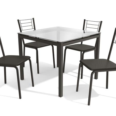 Kit Conjunto Mesa 4 Cadeiras Jantar Cozinha Vidro Preto