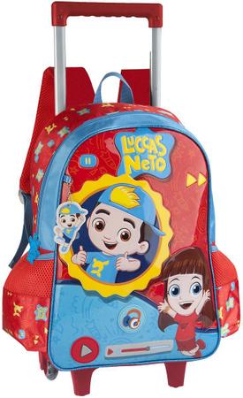 Kit Conjunto Mochila Escolar Infantil Luccas Neto Rodinhas