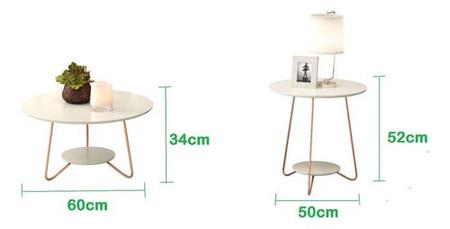 Imagem de Kit conjunto par mesas de centro + mesinha lateral pés em metal varias cores decoração 100% mdf reforçadas