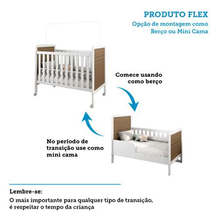 Imagem de Kit Conjunto Quarto Infantil Bebê Berço Mini Cama Cômoda Gaveteiro 4 Gavetas Branco e Marrom