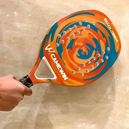 Imagem de Kit Conjunto Raquete Beach Tennis Profissional Em Fibra Carbono Com Capa Protetora - Camewin Laranja e Vermelho