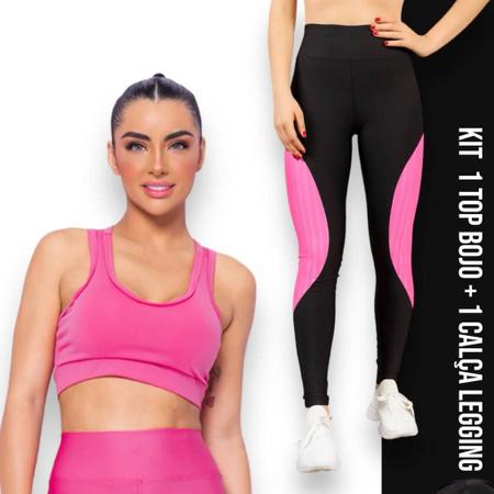 Kit conjunto TOP ALÇA MÉDIA bojo + CALÇA LEGGING REDINHA Feminino Academia  Corrida Fitness 700 - Iron - Conjunto de Roupa Fitness - Magazine Luiza