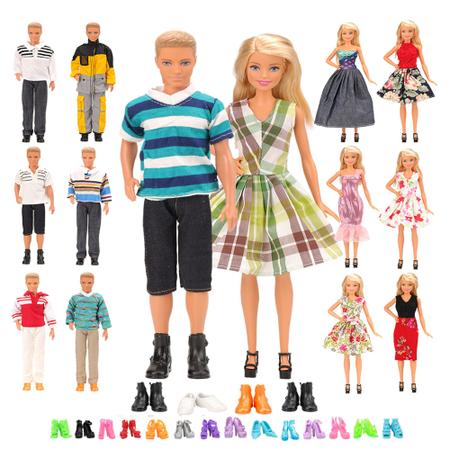 Kit De Acessórios Roupas Para Boneca Barbie e Ken - Sheilinha