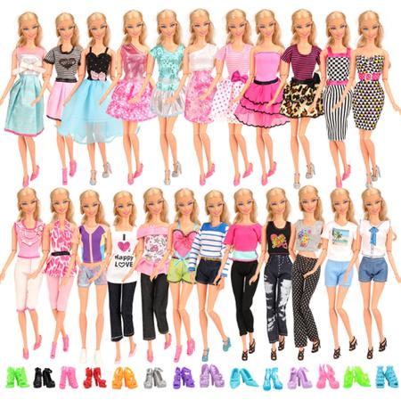 Kit Conjuntos De Roupas e Sapatos para Boneca Barbie e Ken