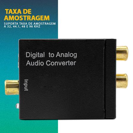 Imagem de Kit Conversor Áudio Digital Para Analógico Rca + Cabo Óptico S/pdif Toslink 1 Metro + Cabo Rca X P2 + Usb Dc