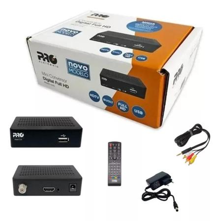 Imagem de Kit conversor TV Digital Pro Eletronic HDTV +Antena 10 elementos 14 Dbi Brasforma +10 metros de cabo