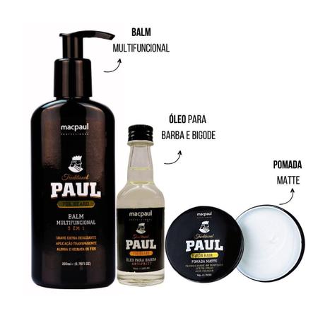 Imagem de Kit Cool Traditional Paul Cuidado Cabelo E Barba Macpaul.