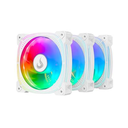 Imagem de Kit Cooler Fan Rise Mode Aura frost Pro,com 3 Unidades, 120mm, ARGB, Branco - RM-CF-02-ARGB