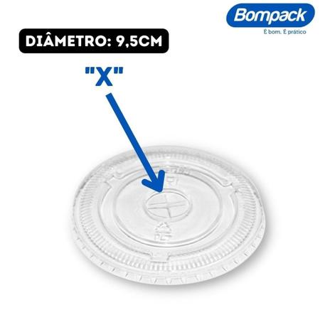 Imagem de Kit Copo 266ml Pet Cristal Transparente 9 OZ/98 + Tampa Reta Plana COM Furo Bompack - 50 Unidades