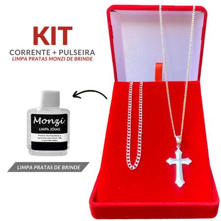 Imagem de Kit Corrente Masculina + Pulseira Grumet Prata 925