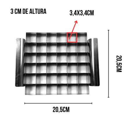 Imagem de Kit cortador 3x3 c/36 pedaços inox assadeira 21x21x3 brownie