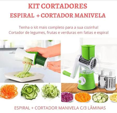 Imagem de Kit Cortador Legumes Utensilios Cozinha Fatiador Verduras Descascador Espiral