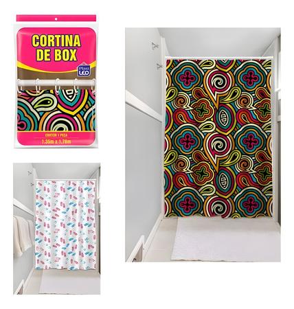 Imagem de Kit cortina box + cortina de pia + toalha de mesa - 3 peças