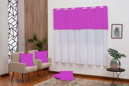 Imagem de Kit cortina oxford realeza 3,00 X 2,50m + 4 capas de almofada Pink
