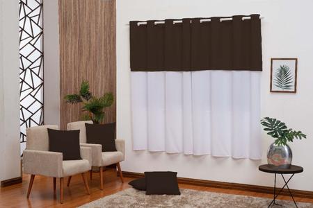 Imagem de Kit cortina realeza oxford 2,00 X 1,80m + 4 capas de almofadas marrom