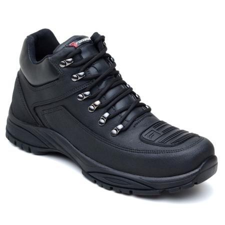 Bota Motociclismo Masculina de Couro Resistênte Bota Coturno Cano Alto Moto  Estrada Road Bota Preta - Preto