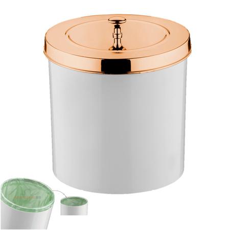 Imagem de Kit Cozinha 2 Peças Lixeira 5L Dispenser Porta Detergente Líquido Esponja Para Pia Branco Rose Gold - Future