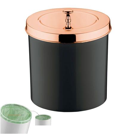 Imagem de Kit Cozinha 2 Peças Lixeira 5L Dispenser Porta Detergente Líquido Esponja Para Pia Preto Rose Gold - Future