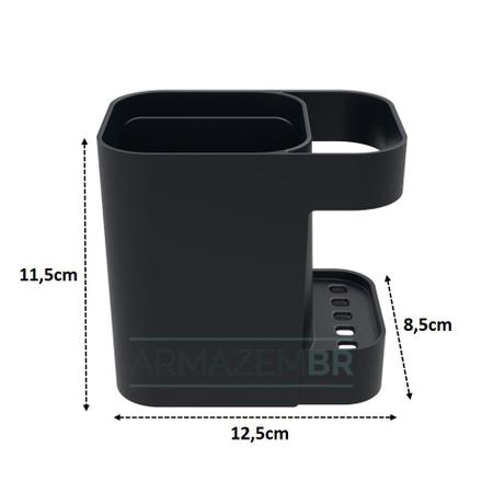Imagem de Kit Cozinha Dispenser Porta Detergente + Lixeira 2,5L + Suporte Talheres - Soprano