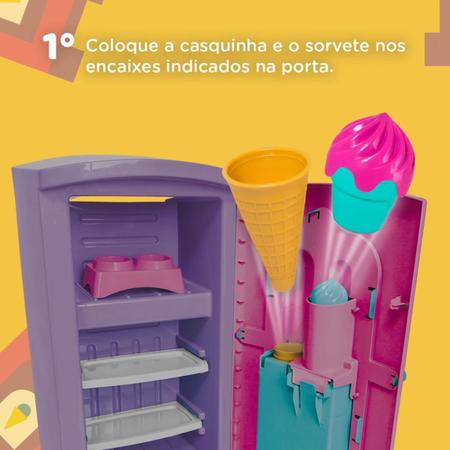 Imagem de Kit Cozinha Infantil Big Cozinha + Geladeira Infantil Gela Sorvetinho Sonho de Menina - Cardoso