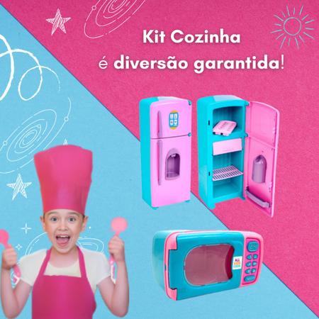 Imagem de Kit Cozinha Infantil Brinquedo C/ Microondas e Geladeira