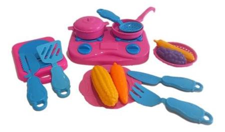 Imagem de Kit Cozinha Infantil Brinquedo Completa + Fogão + Legumes