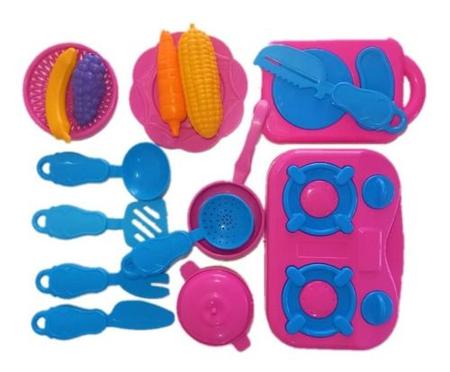 Imagem de Kit Cozinha Infantil Brinquedo Completa + Fogão + Legumes