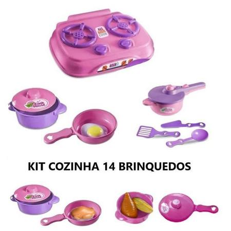 Imagem de Kit Cozinha Infantil Com 14 Brinquedos Fogão Panelinhas