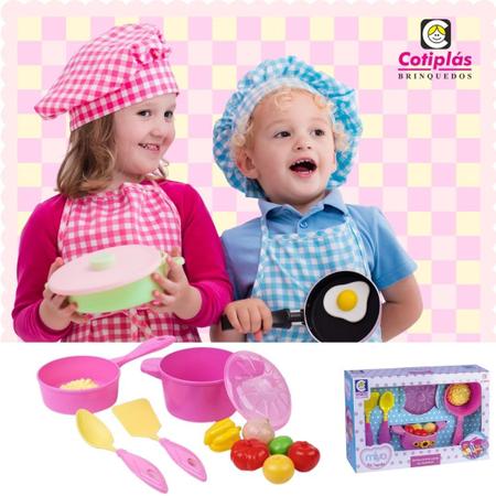 Kit Cozinha Infantil Jogo de Panelinhas Comidinha e Acessórios Brinquedo  Menina