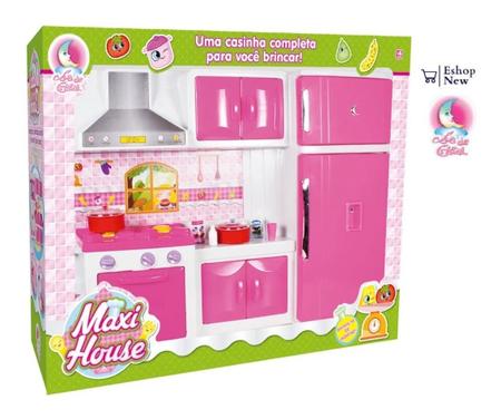 Imagem de Kit Cozinha Infantil Completa Geladeira Fogao 82 Cm Rosa