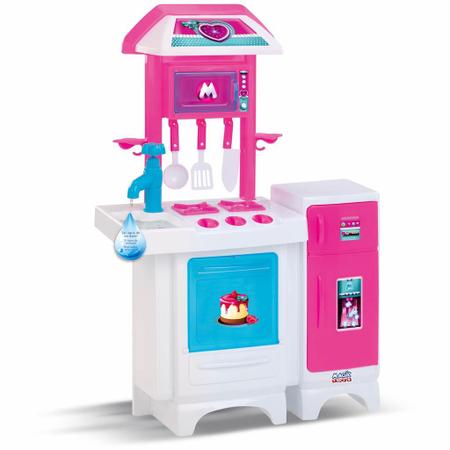 Imagem de Kit Cozinha Infantil Pink Pia Forno Fogao Geladeira - Magic Toys