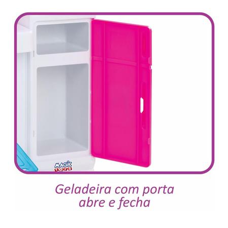 Imagem de Kit Cozinha Infantil Pink Pia Forno Fogao Geladeira - Magic Toys