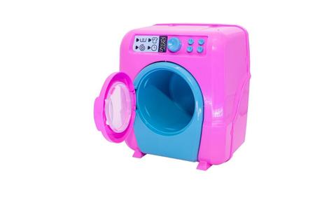 Imagem de Kit Cozinha Infantil Rosa Air Fryer Panela Máquina Lavar 18P