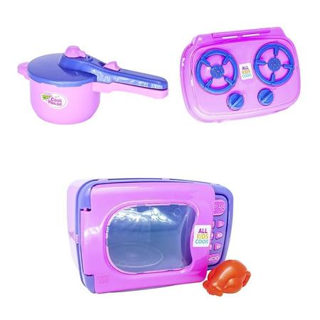 Imagem de Kit Cozinha Infantil Rosa Fogão Air Fryer Xícara Jarra 51Pç