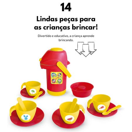 Imagem de Kit Cozinha Infantil Turma Da Mônica Brinquedo Garrafa Chá