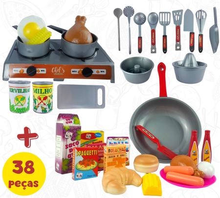 Kit Cozinha Infantil com Frigideira, Ovo e Salsicha - 7 Peças