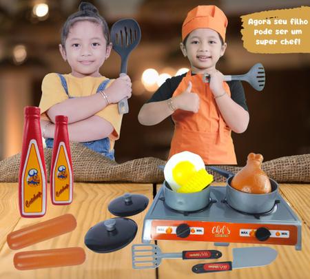 Kit Cozinha Infantil com Frigideira, Ovo e Salsicha - 7 Peças