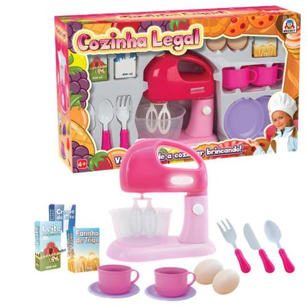 Imagem de Kit Cozinha Legal Brinquedo Rosa Com Batedeira Infantil