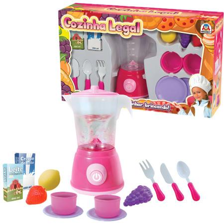 Imagem de Kit Cozinha Legal Brinquedo Rosa Com Liquidificador Infantil