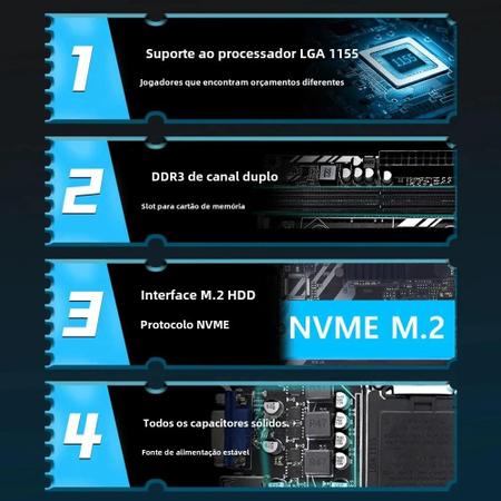 Imagem de Kit CPU Intel Core i LGA 1155 com Placa-Mãe Mucai H61 - Suporta SSD M.2 NVMe (2ª e 3ª Geração)