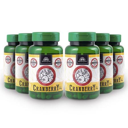 Kit Cranberry Cápsulas de 500 mg 70 % Frutos 6 und 60 cáps cada