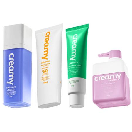 Imagem de Kit Creamy Emulsao de Limpeza 180ml, Intense Repair 40g, Peptide cream 30g, Protetor solar 50ml