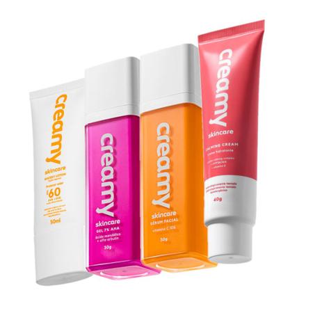 Imagem de Kit Creamy Skincare Vitamina C Mandélico Hidratante Calming Cream Protetor Facial FPS60 (4 produtos)