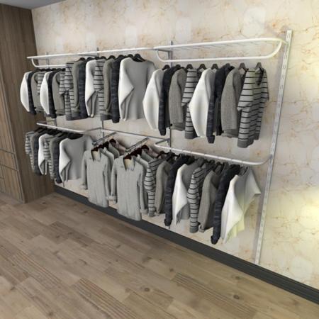 Imagem de Kit cremalheiras e araras para loja com 12 peças regulável 300x200 cm cor branco modelo clst2ljb418