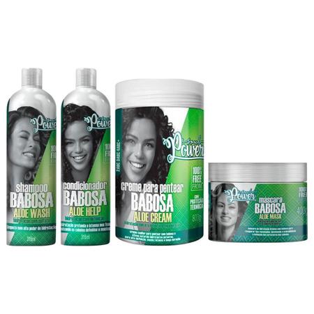 Imagem de Kit Creme Babosa 800g + Máscara + Shampoo + Cond Soul Power