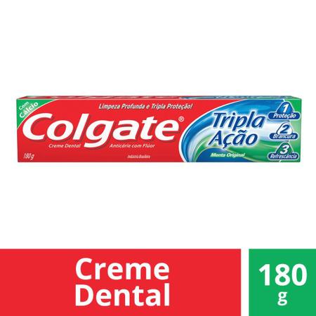 Imagem de Kit Creme Dental Colgate Tripla Ação Menta Original Tamanho Família 180g com 6 unidades
