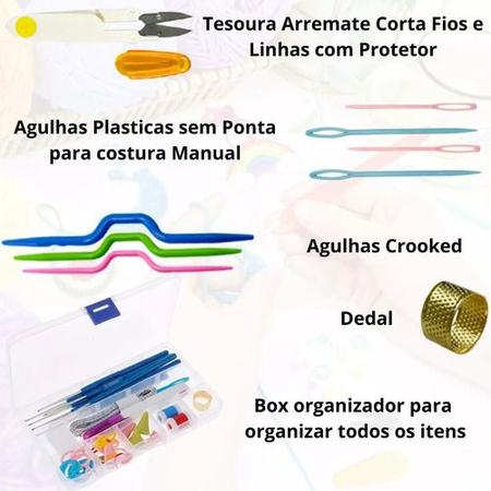 Imagem de Kit Crochê Agulhas Acessórios Caixa Organizadora Artesanato