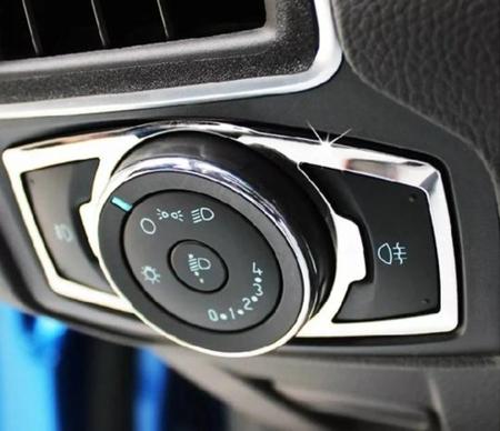 Imagem de Kit cromado Ford moldura comando botões Farol + volante versão ST Ka Focus Ecosport
