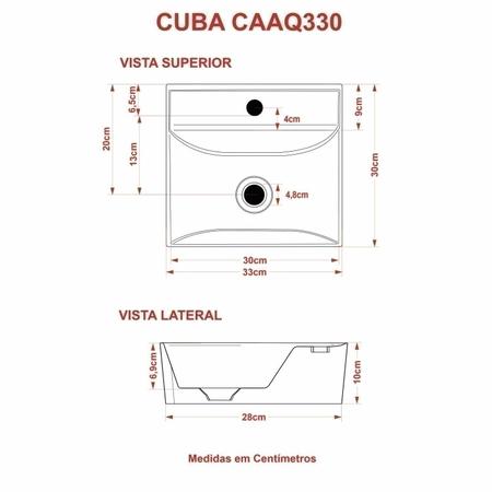 Imagem de Kit Cuba Aq33 Volcano com Válvula Metal e Sifão com Flexível