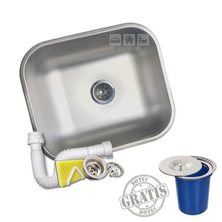 Imagem de Kit Cuba Escovada Inox 304 Tecnocuba N3 40x34x17 C/ Lixeira